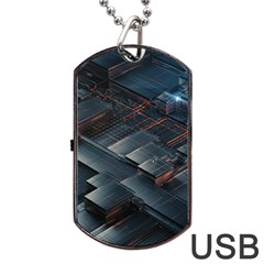 Architectural Design Abstract 3d Neon Glow Industry Dog Tag Usb Flash (two Sides) by 99art