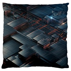 Architectural Design Abstract 3d Neon Glow Industry Large Cushion Case (two Sides) by 99art