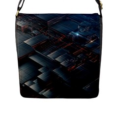 Architectural Design Abstract 3d Neon Glow Industry Flap Closure Messenger Bag (l) by 99art