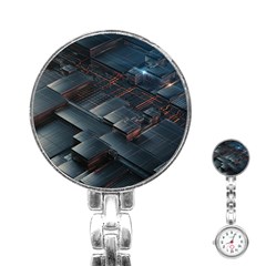 Architectural Design Abstract 3d Neon Glow Industry Stainless Steel Nurses Watch by 99art