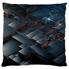 Architectural Design Abstract 3d Neon Glow Industry Standard Premium Plush Fleece Cushion Case (one Side) by 99art