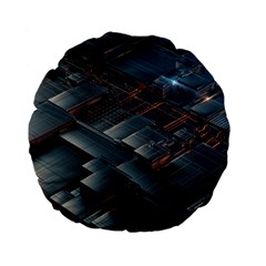 Architectural Design Abstract 3d Neon Glow Industry Standard 15  Premium Flano Round Cushions by 99art