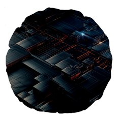 Architectural Design Abstract 3d Neon Glow Industry Large 18  Premium Flano Round Cushions by 99art