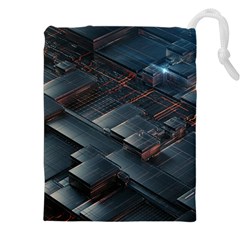 Architectural Design Abstract 3d Neon Glow Industry Drawstring Pouch (5xl) by 99art