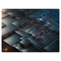 Architectural Design Abstract 3d Neon Glow Industry Two Sides Premium Plush Fleece Blanket (extra Small) by 99art