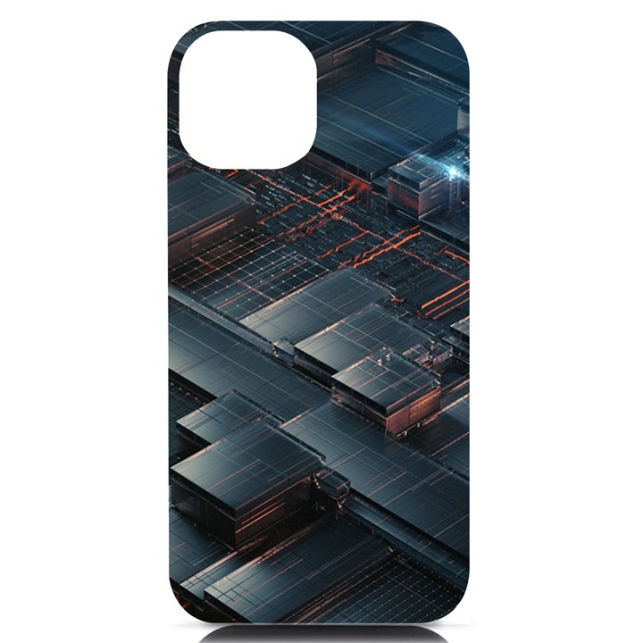 Architectural Design Abstract 3d Neon Glow Industry iPhone 14 Black UV Print Case