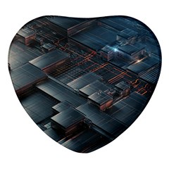 Architectural Design Abstract 3d Neon Glow Industry Heart Glass Fridge Magnet (4 Pack)