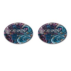 Graffiti Art Psychedelic Art Graphic Design Modern Art Cufflinks (oval) by 99art