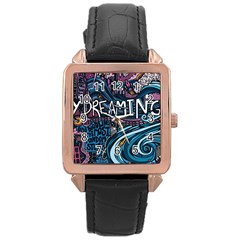 Graffiti Art Psychedelic Art Graphic Design Modern Art Rose Gold Leather Watch  by 99art