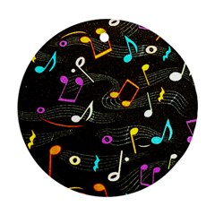 Assorted Color Musical Notes Wallpaper Fabric Ornament (round) by 99art