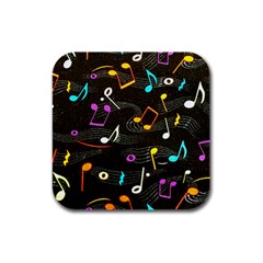 Assorted Color Musical Notes Wallpaper Fabric Rubber Square Coaster (4 pack)