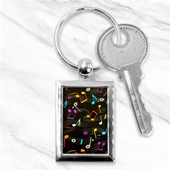 Assorted Color Musical Notes Wallpaper Fabric Key Chain (Rectangle)