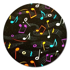 Assorted Color Musical Notes Wallpaper Fabric Magnet 5  (Round)