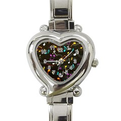 Assorted Color Musical Notes Wallpaper Fabric Heart Italian Charm Watch