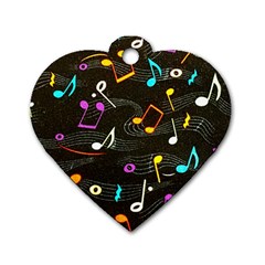 Assorted Color Musical Notes Wallpaper Fabric Dog Tag Heart (two Sides) by 99art