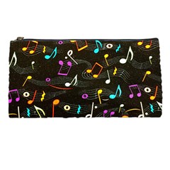 Assorted Color Musical Notes Wallpaper Fabric Pencil Case by 99art