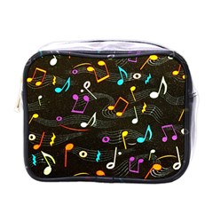 Assorted Color Musical Notes Wallpaper Fabric Mini Toiletries Bag (one Side)