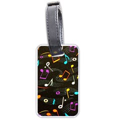 Assorted Color Musical Notes Wallpaper Fabric Luggage Tag (one Side) by 99art