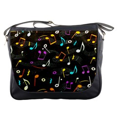 Assorted Color Musical Notes Wallpaper Fabric Messenger Bag by 99art