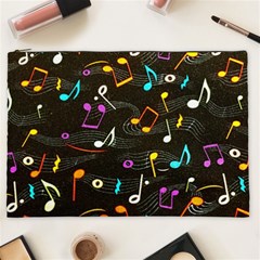 Assorted Color Musical Notes Wallpaper Fabric Cosmetic Bag (xxl) by 99art