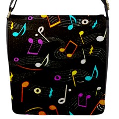 Assorted Color Musical Notes Wallpaper Fabric Flap Closure Messenger Bag (S)