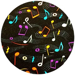 Assorted Color Musical Notes Wallpaper Fabric Wooden Puzzle Round by 99art