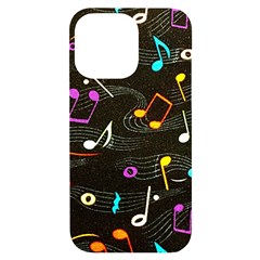 Assorted Color Musical Notes Wallpaper Fabric iPhone 14 Pro Max Black UV Print Case