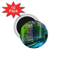 Anime Landscape Apocalyptic Ruins Water City Cityscape 1 75  Magnets (10 Pack)  by 99art