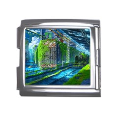 Anime Landscape Apocalyptic Ruins Water City Cityscape Mega Link Italian Charm (18mm) by 99art