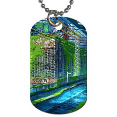 Anime Landscape Apocalyptic Ruins Water City Cityscape Dog Tag (two Sides) by 99art