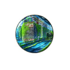 Anime Landscape Apocalyptic Ruins Water City Cityscape Hat Clip Ball Marker by 99art