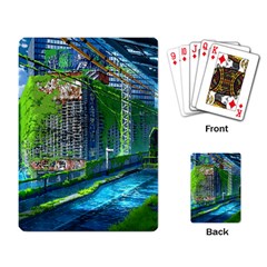 Anime Landscape Apocalyptic Ruins Water City Cityscape Playing Cards Single Design (rectangle) by 99art