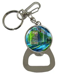 Anime Landscape Apocalyptic Ruins Water City Cityscape Bottle Opener Key Chain