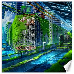 Anime Landscape Apocalyptic Ruins Water City Cityscape Canvas 12  X 12  by 99art