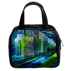 Anime Landscape Apocalyptic Ruins Water City Cityscape Classic Handbag (two Sides) by 99art