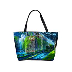 Anime Landscape Apocalyptic Ruins Water City Cityscape Classic Shoulder Handbag by 99art