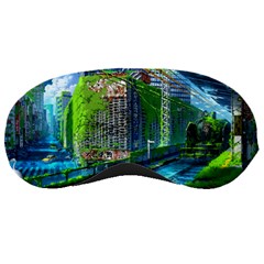 Anime Landscape Apocalyptic Ruins Water City Cityscape Sleeping Mask by 99art