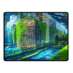 Anime Landscape Apocalyptic Ruins Water City Cityscape Fleece Blanket (small) by 99art