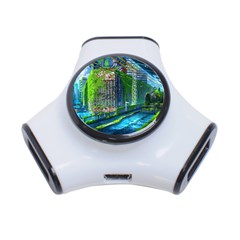 Anime Landscape Apocalyptic Ruins Water City Cityscape 3-port Usb Hub by 99art