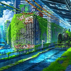 Anime Landscape Apocalyptic Ruins Water City Cityscape Play Mat (rectangle) by 99art