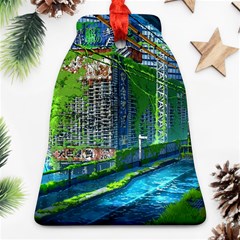 Anime Landscape Apocalyptic Ruins Water City Cityscape Ornament (bell) by 99art