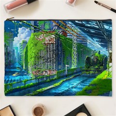 Anime Landscape Apocalyptic Ruins Water City Cityscape Cosmetic Bag (xxxl) by 99art