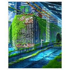 Anime Landscape Apocalyptic Ruins Water City Cityscape Drawstring Bag (small) by 99art