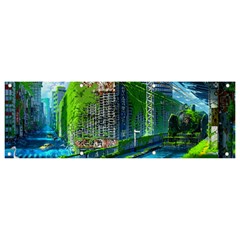 Anime Landscape Apocalyptic Ruins Water City Cityscape Banner And Sign 9  X 3  by 99art