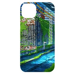 Anime Landscape Apocalyptic Ruins Water City Cityscape Iphone 14 Plus Black Uv Print Case by 99art