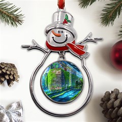 Anime Landscape Apocalyptic Ruins Water City Cityscape Metal Snowman Ornament by 99art