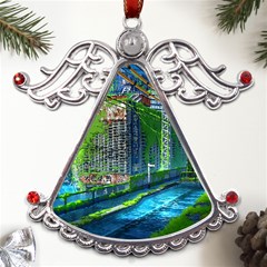 Anime Landscape Apocalyptic Ruins Water City Cityscape Metal Angel With Crystal Ornament by 99art