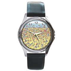 Waldo Cartoon Where s Wally Water Sky Sea Day Nature Round Metal Watch by 99art