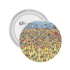 Waldo Cartoon Where s Wally Water Sky Sea Day Nature 2 25  Buttons by 99art