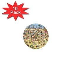 Waldo Cartoon Where s Wally Water Sky Sea Day Nature 1  Mini Buttons (10 Pack)  by 99art